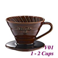 Tiamo keramický dripper na kávu V01 hnědý