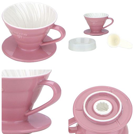 Tiamo keramický dripper na kávu V01 růžový